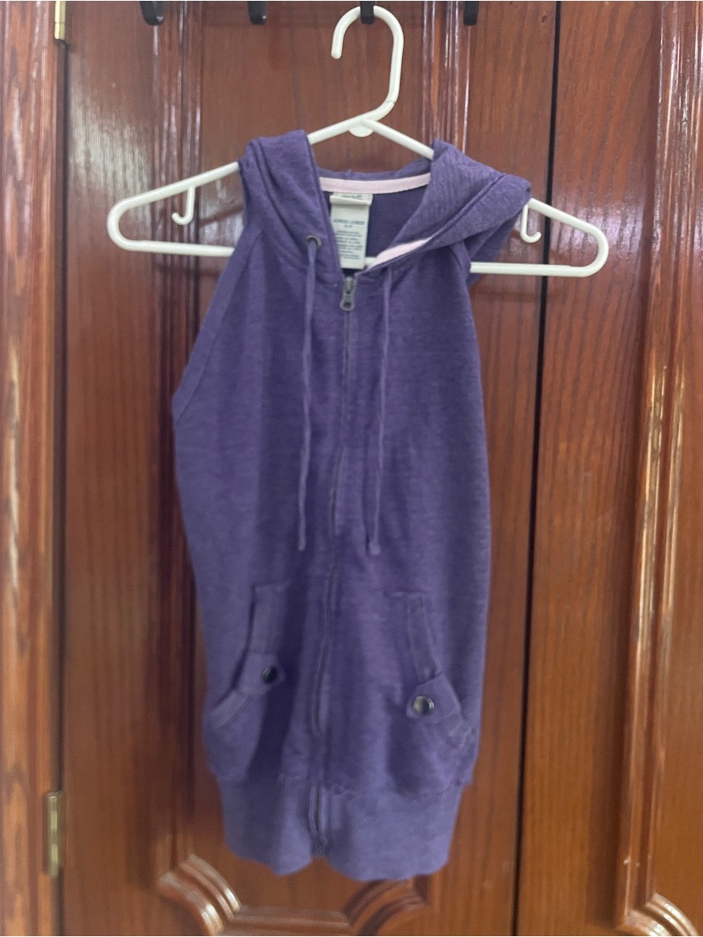 Sleeveless Hooded Zip Muscle Tank - Purple
